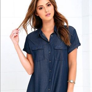 Glamorous Scholastic Dark Chambray Shirt Dress